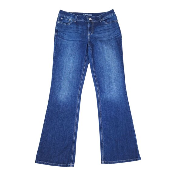 Maurices Womens 7/8 Short Flare Jeans In Dark Wash Denim Stretch Cotton Blend - Picture 2 of 10